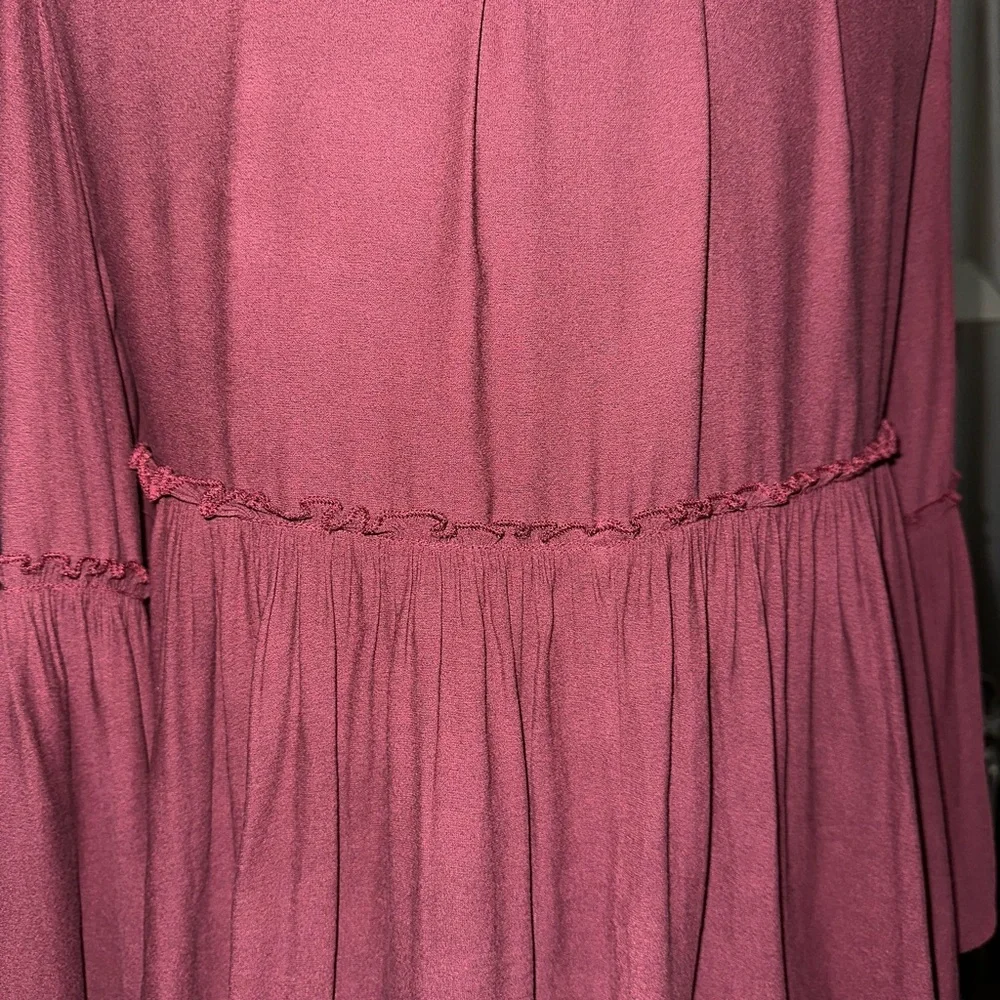 Free People Tiered Flowy Peasant Style Burgundy top size XS - Picture 7 of 13